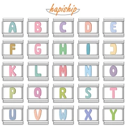 Hapiship 2024 Fashion Colorful 26 English Letters Italian Charm Links Fit 9mm Stainless Steel Bracelet DIY Women Jewelry TZ037