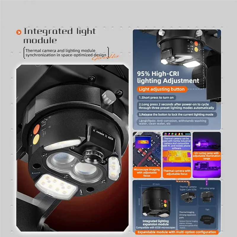 FYBL-Microscopio integrato Lampada polimerizzante a raggi ultravioletti Imaging termico espandibile + Riparazione ventola