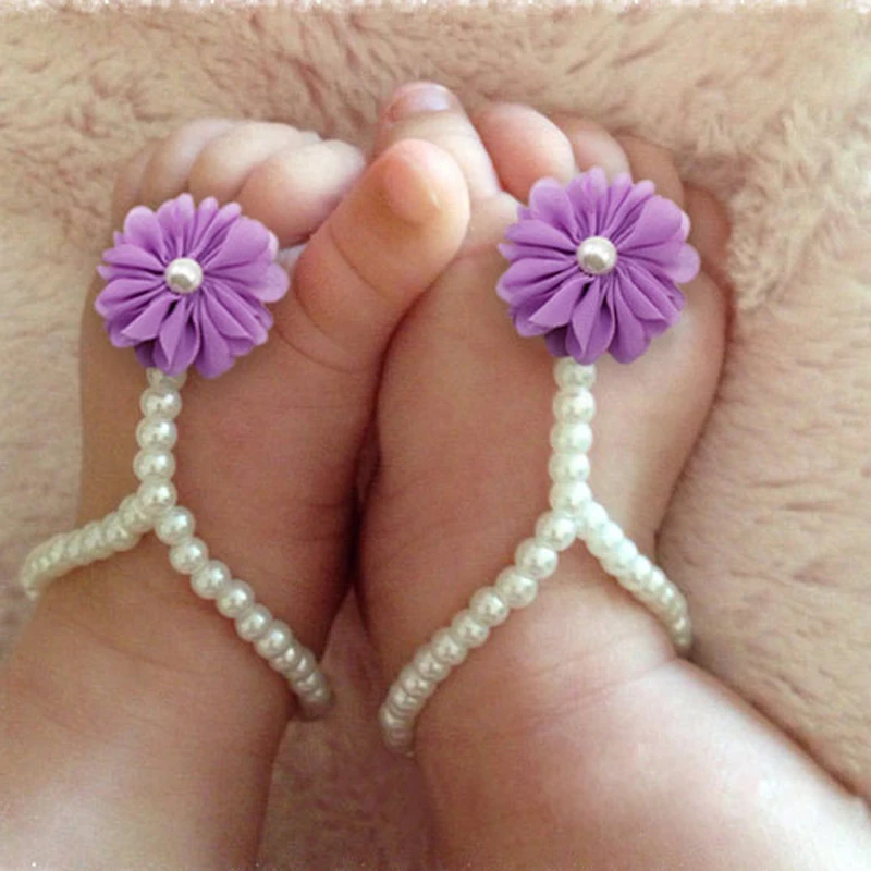 Scarpe da bambino Scarpe di perle per bambini Gioielli Fiori Catena del piede Sandali colorati per bambini Accessori per bambini Puntelli per foto