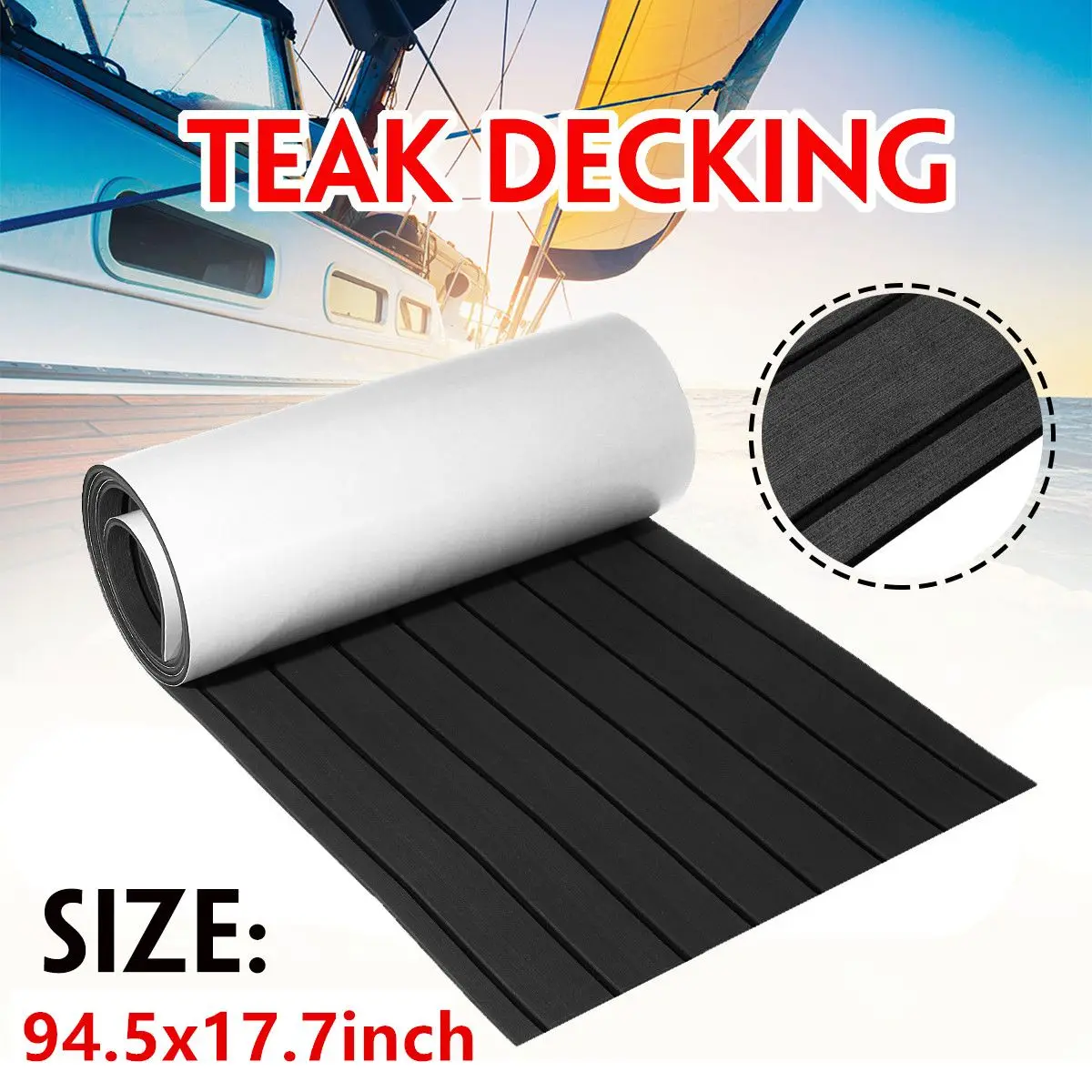 2400x450x6mm Self-Adhesive EVA Foam Boat Yacht RV Caravan Marine Flooring Faux Teak Boat Decking Sheet Floor Decor Mat