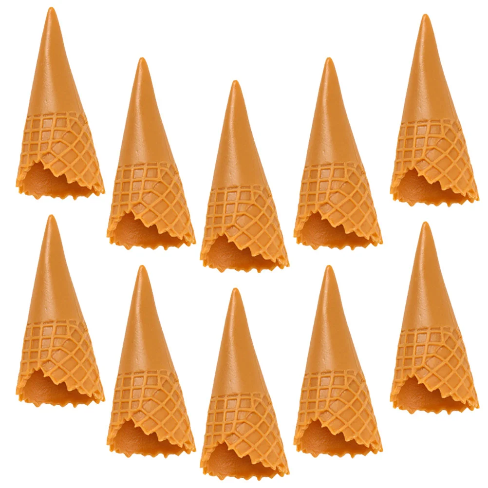 

12 Pcs Crispy Cone Mini Food Toys House Supplies Ice Cream Ice-cream Ocean Simulated Decor Cones Plastic Pvc Child