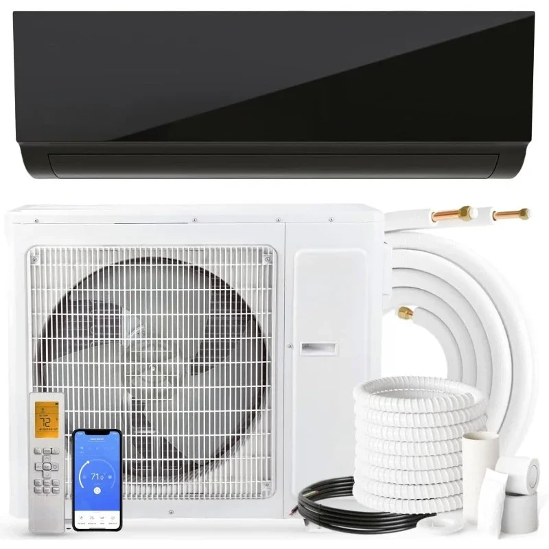 

12,000 BTU, 115V, 22.7 SEER, Ductless Mini Split AC/Heater with Black Panel Including Installation Kit Fast Heating Speed