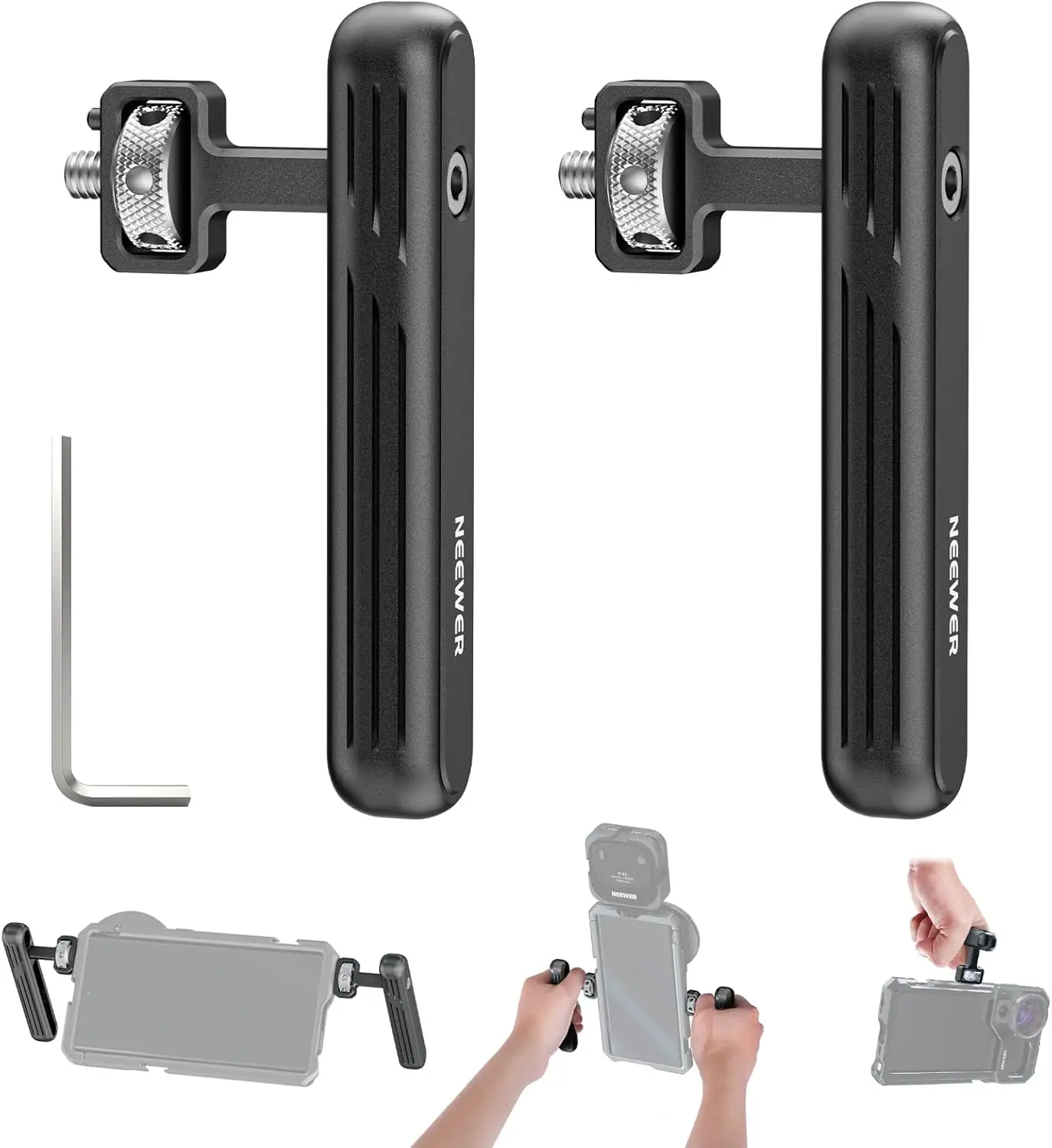 NEEWER 2PACK Rotatable Side Handle/Top Handle for Smartphone Video Rig Filming