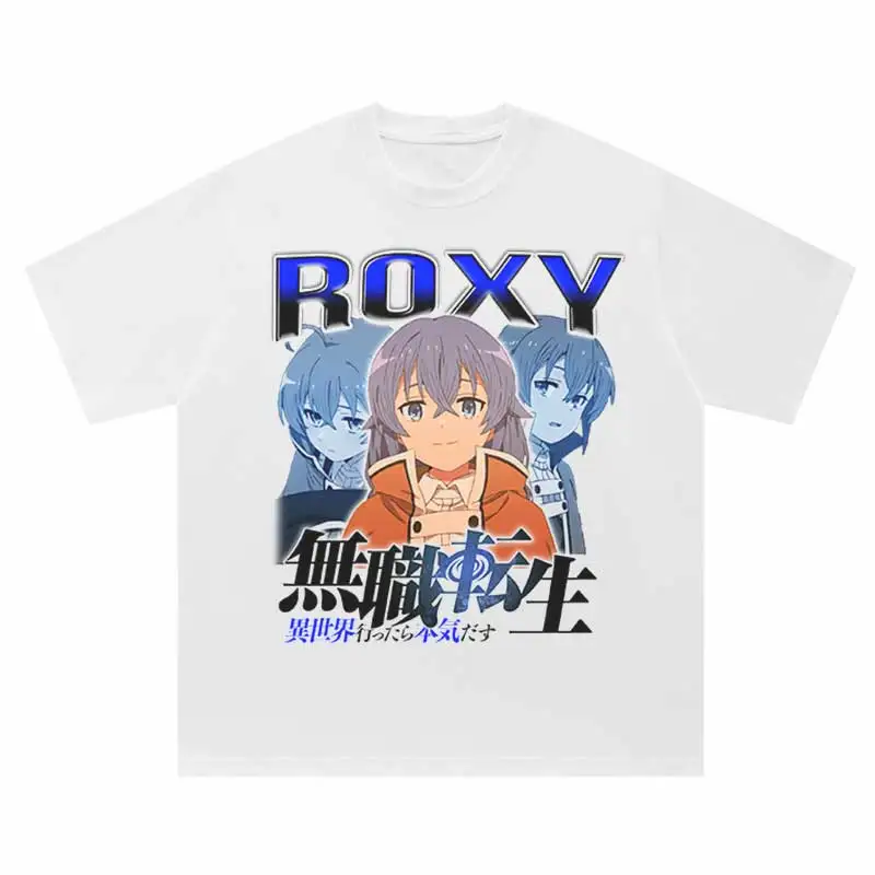 Harajuku Washed Cotton T-shirt Fashion 2024 Retro Grey Girl Street Hip Hop Japanese Anime Cartoon Printed T-shirt Men's Clothing