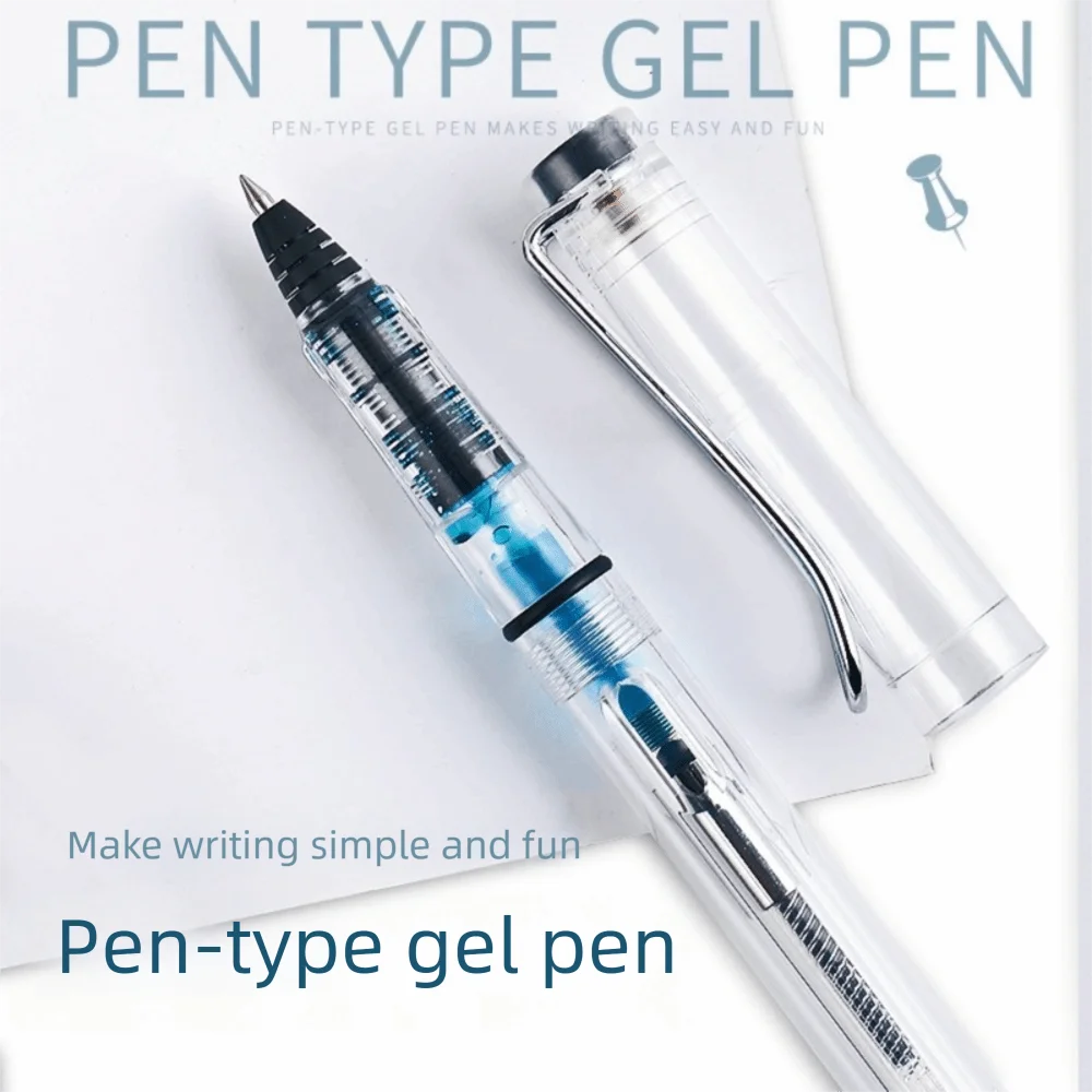 New Transparent Transparent Piston Fountain Pen Adult Office Water Pen Medium Nib Student Handwriting Ballpoint Pen