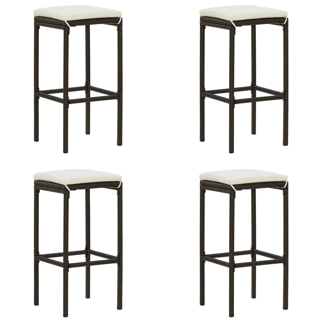 4 PCs Rattan Stools Durable Fabric with Soft Cushions for Kitchen, Restaurant, bar, Living Room