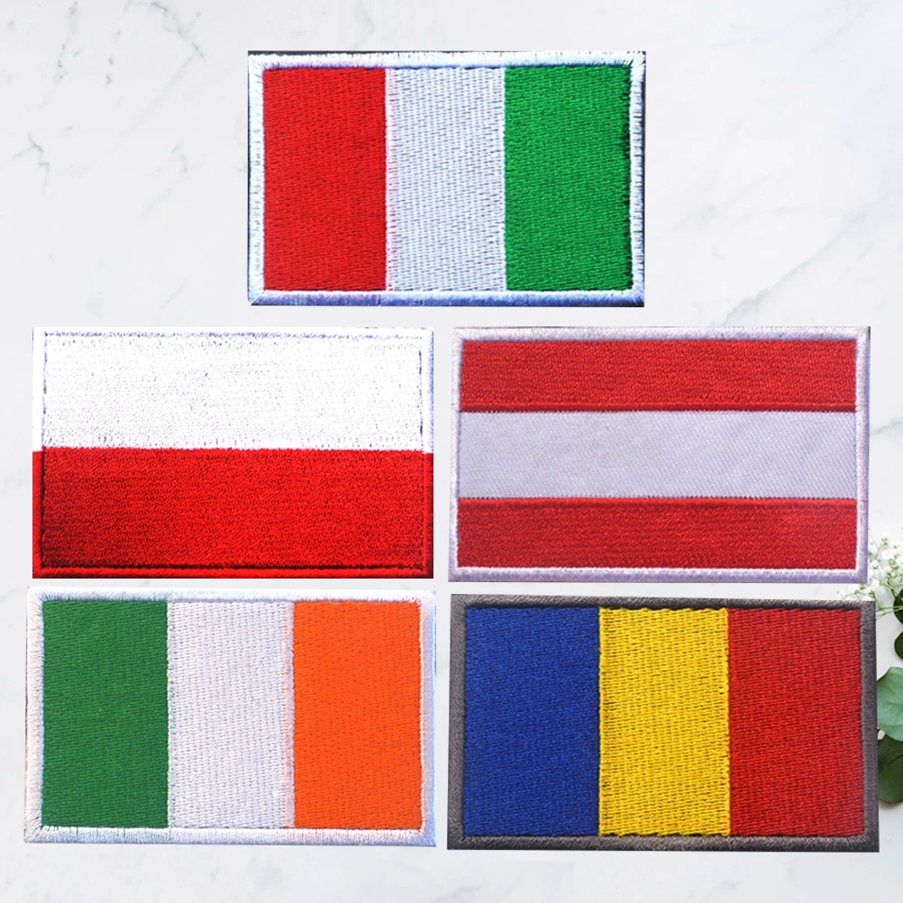 

5Pcs Sports Embellishments National Flag Patch DIY Cloth Paste for Armband Decoration and Repair Sports Embellishments