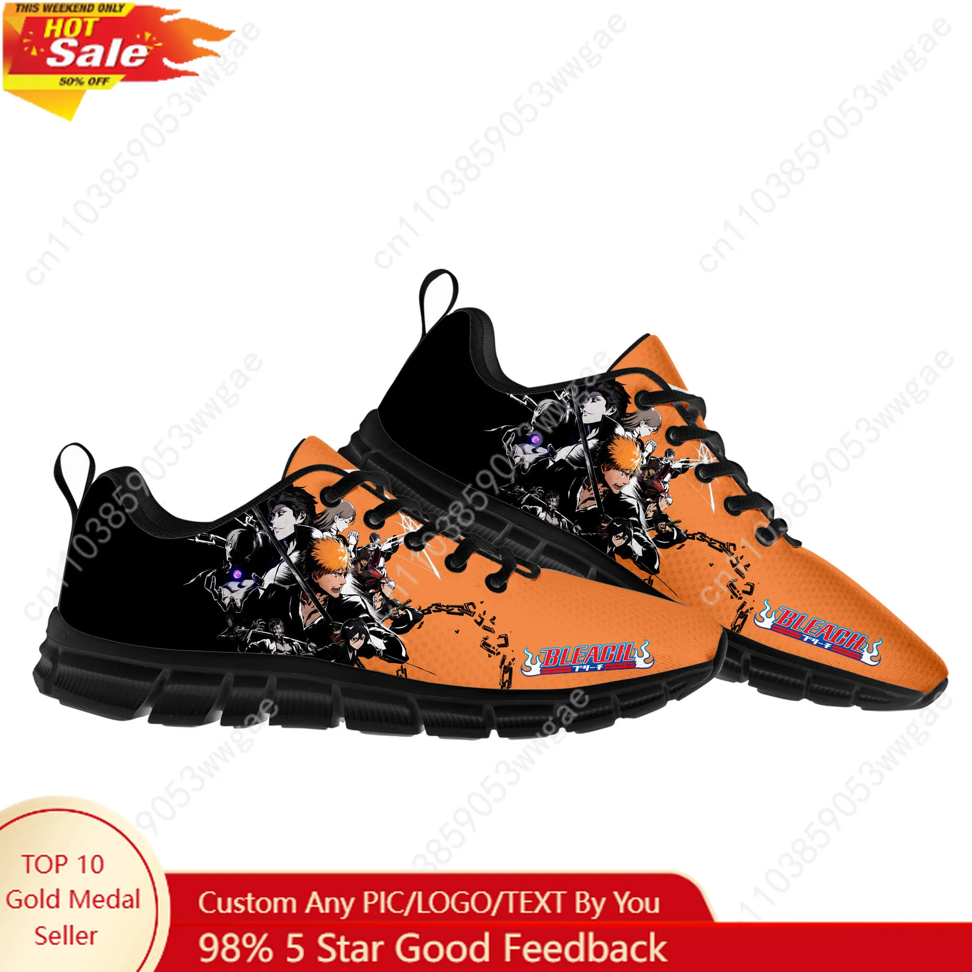 Bleach Anime Sneaker Man Women Teenager Customized Sport Shoes Casual High Quality Fashion Comfortable Durable Customized Shoes
