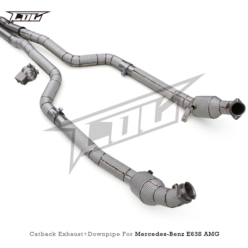 Custom Valved Exhaust Downpipe with Catalyst for Mercedes-Benz E63 E63S AMG W212 2007-2016 Turbo Performance Package