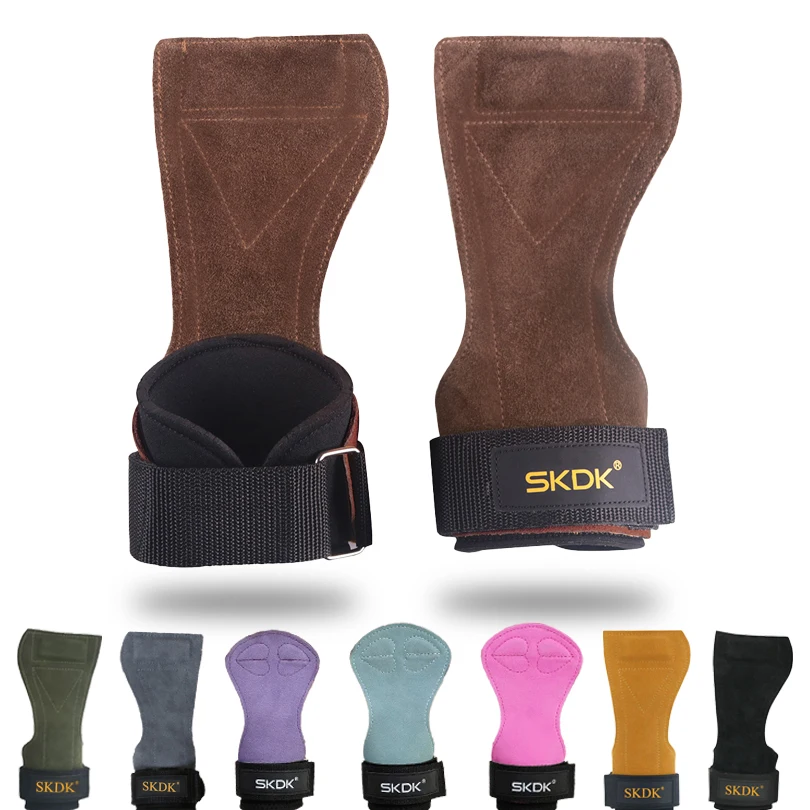 2Pcs Rindsleder Gym Handschuhe Griffe Anti-Skid Gewicht Power Gürtel Hebe Pads Kreuzheben Workout Fitness Palm Schutz Training guards