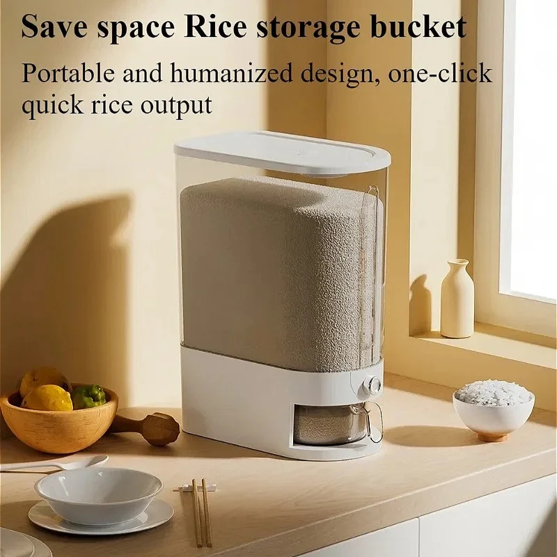 

5/10KG Sealed Rice Bucket Sealed Moisture-Proof Dispenser with Cup Grain Powder Boxes Insect-Proof Cereal Kitchen Container
