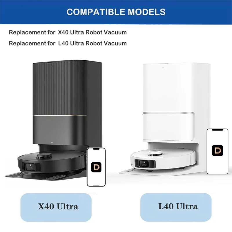 AT28-pour Dreame X40 Ultra,L40 Ultra Kit d'accessoires pour aspirateur, brosse latérale principale, filtre Hepa, sacs à poussière en tissu pour vadrouille