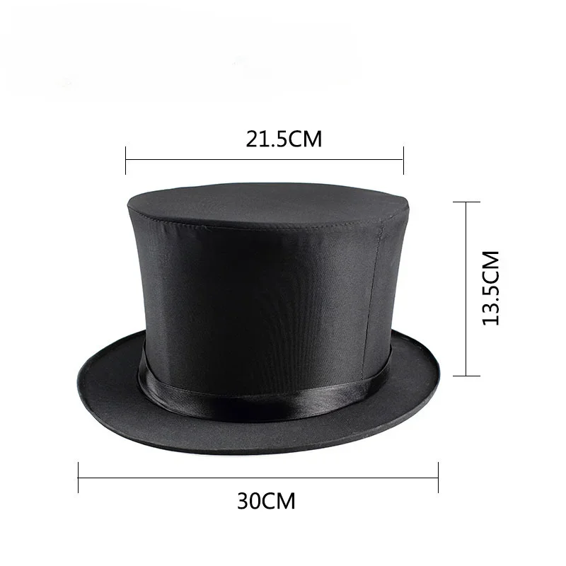 Folding Top Hat Spring Magic Tricks ( Black & Playing Card Pattern )Appearing/Vanishing Objects Hat Stage Accessories Gimmick