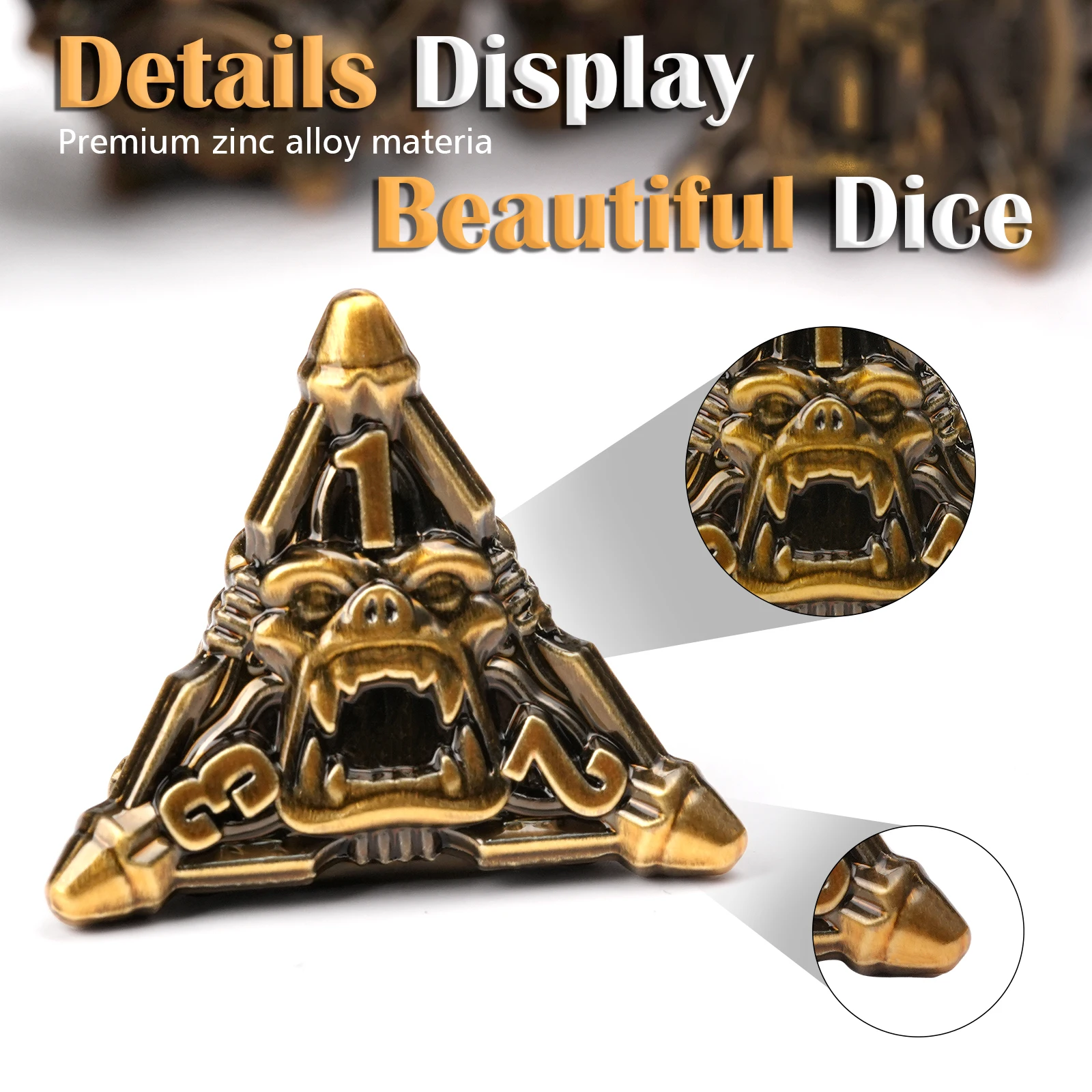 7pcs DND KingKong Series Metal Dice Set Multi-sided Polyhedral Solid Dice for D&D Game Role Playing Board Table RPG D4 D6~D20