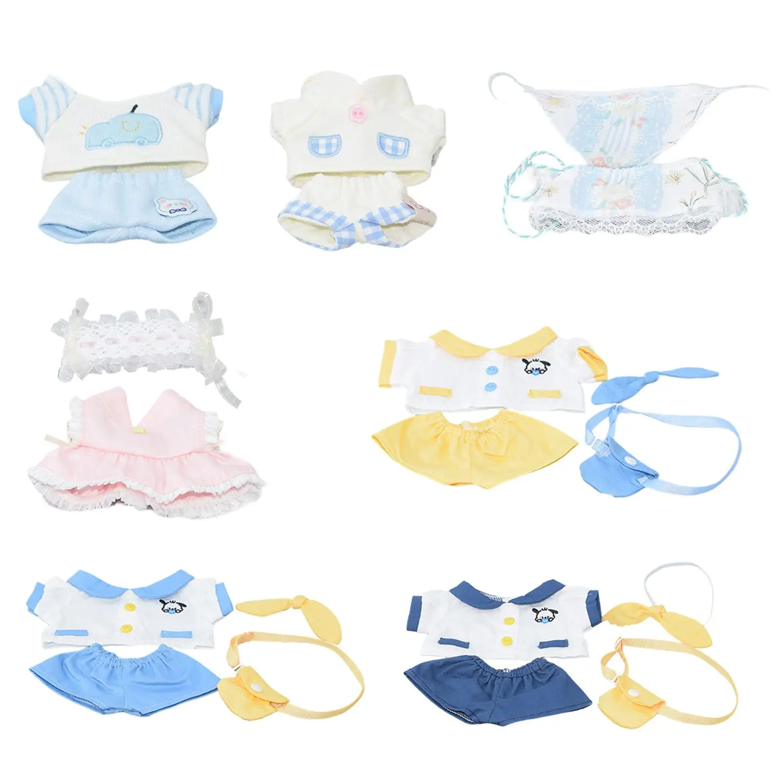 Mini roupas de boneca de pelúcia infantil, moda, presente de aniversário, decoração, roupas casuais, roupas para bonecas 6.69in