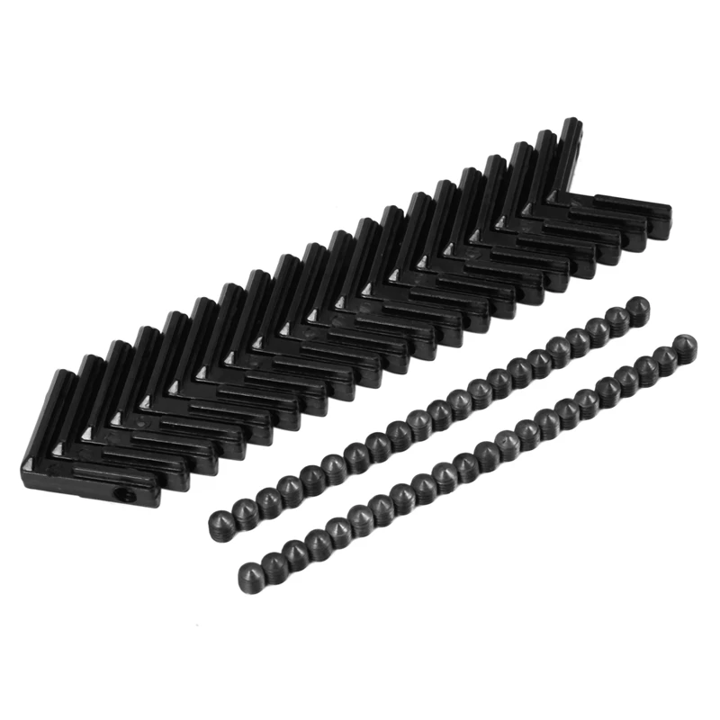 20Pcs Black T Slot L-Shaped Angle Slot Connector Joint Bracket With Screws And Wrench Tool For 2020 Series Aluminum Extrusion Pr