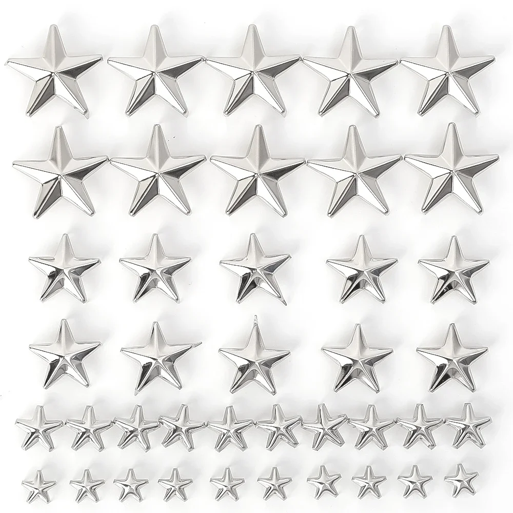 Metal Star Rebites para Roupas de Couro Sapatos e Bolsas, Unhas artesanais, Cabeça Studs, Spikes Acessórios, Roupas Decoração De Costura, DIY,