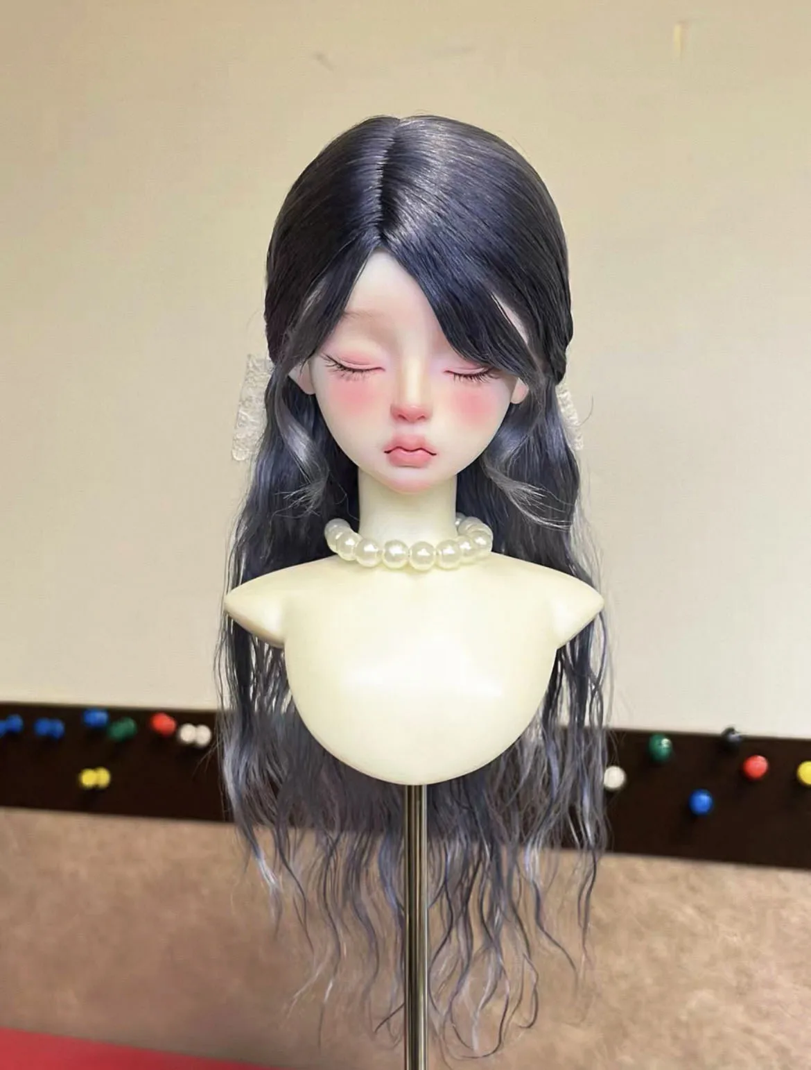 Hair for doll hard shell wig 1/4 BJD wig deep color curly hair free shipping