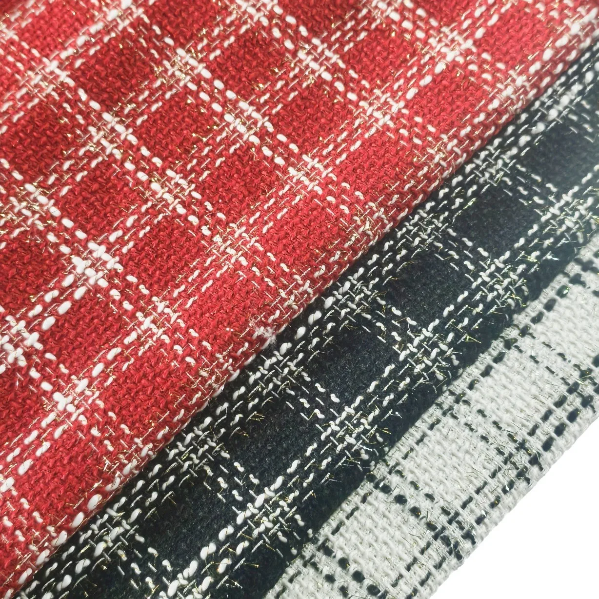 

Tweed Plaid Designer Fabric Fabric Cloth Women's Coat Dress Bag Shoes Material Hat Woolen Cloth