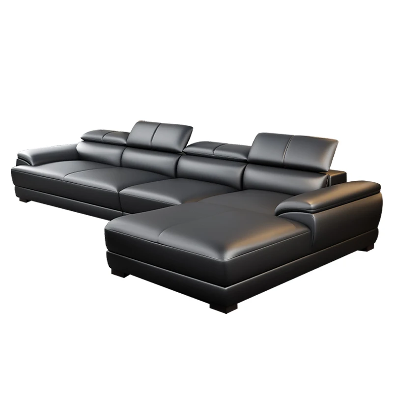 

Modern Simple Nordic Style Cowhide Leather Sofa for Small Apartments Solid Wood Genuine Leather for Living Room Corner