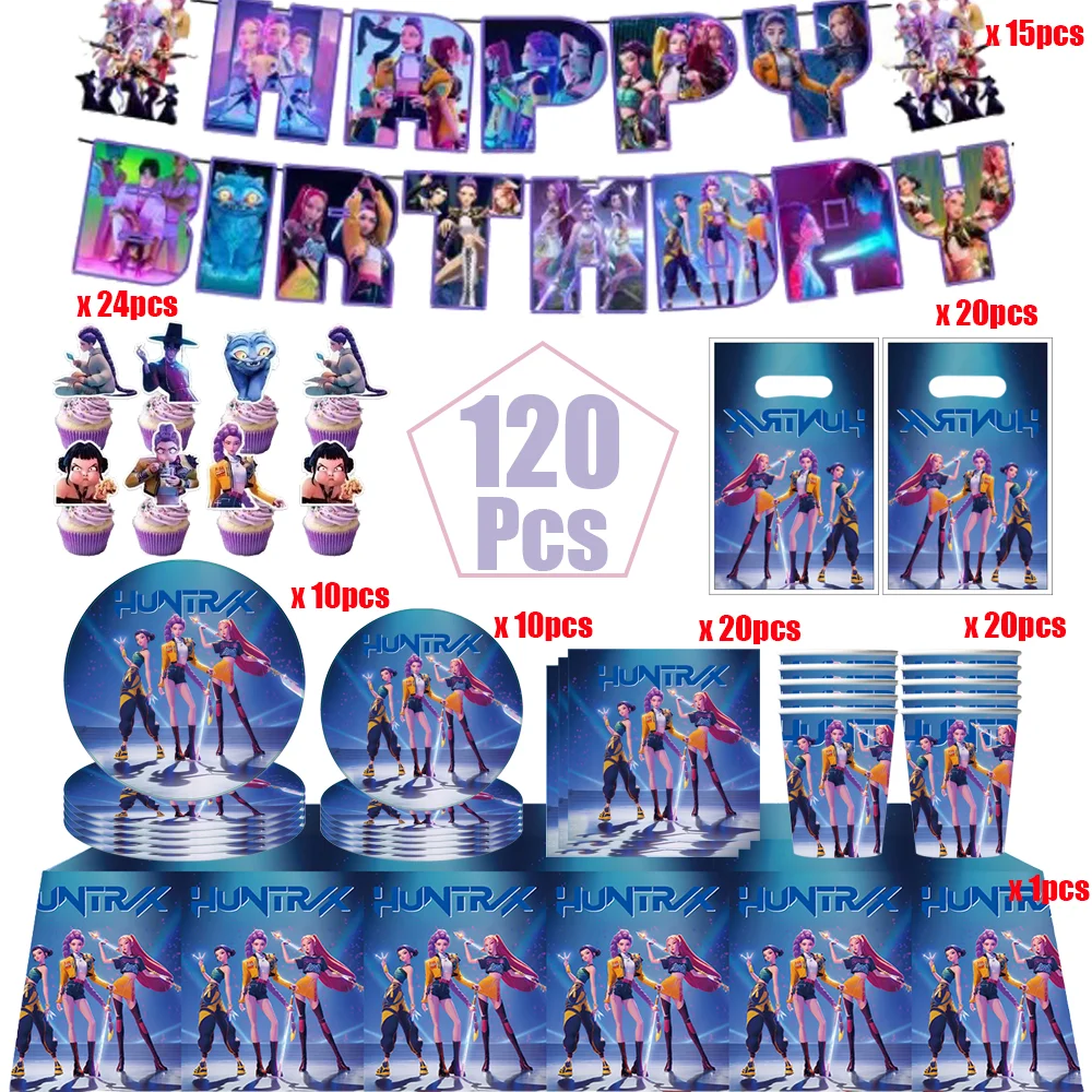 Nappe jetable pour enfants, fournitures de fête des chasseurs de démons, couverture de Table, faveur coréen Kpop Anime, décoration de Festival d'anniversaire