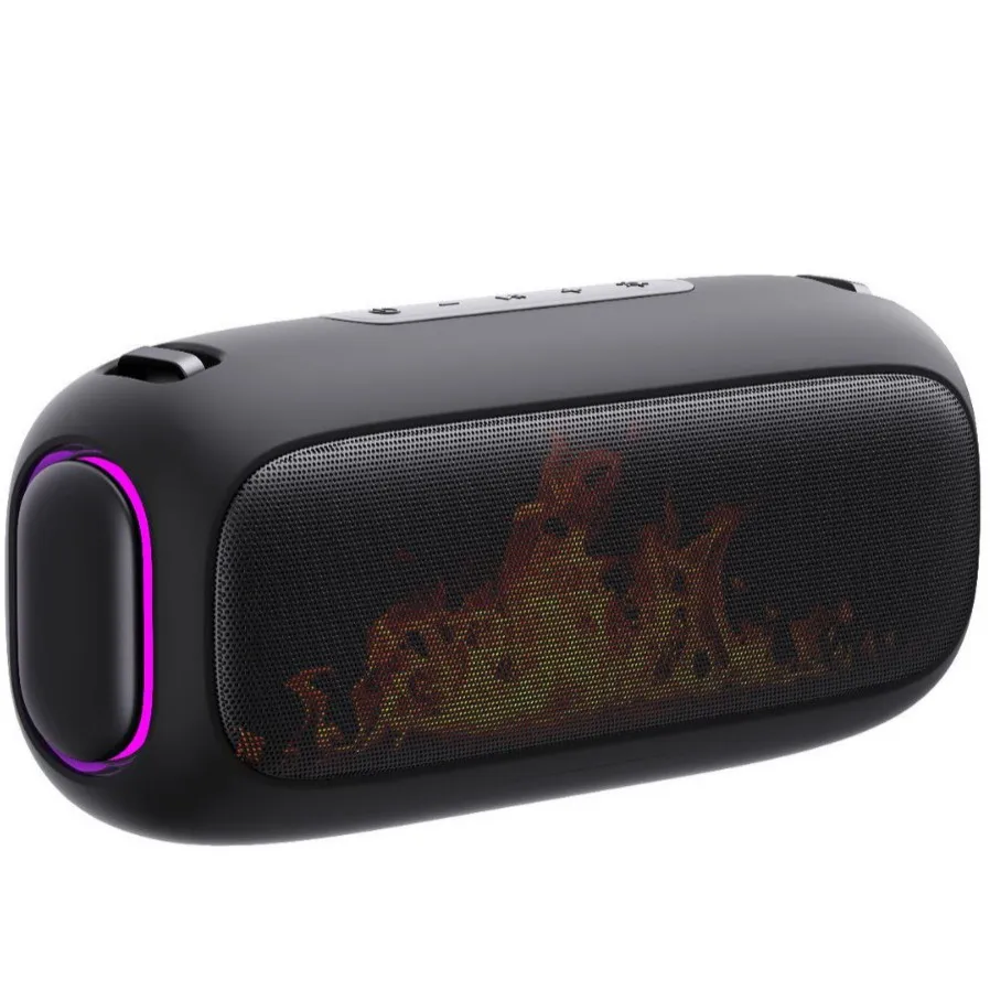 3D Realistic Flames Wireless Bluetooth Speaker Mini Portable Desktop Computer Audio HIFI Stereo BT TF Card AUX Playback Soundbox