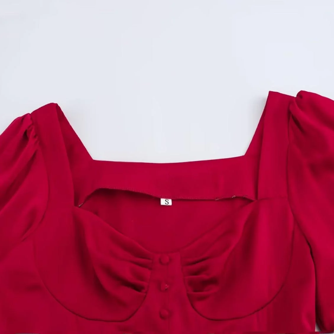 Faionable vierkante kraag lang Sve Dr JNLEAOG lente nieuwe dames hoge taille Franse Sle polyestervezel Dr