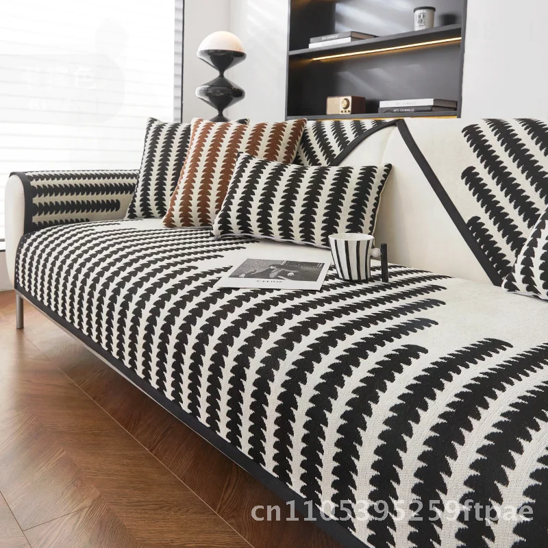 Nordic Style Non-Slip Leather Sofa Cushion Universal Four Seasons Simple Modern Cover Chenille Material Sectional Sofa