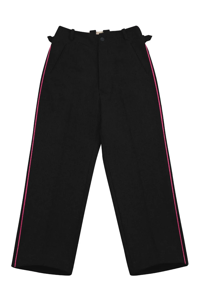 GUWJ-027 WWII German Fire Police Officer Black Wool Trousers With Pipe