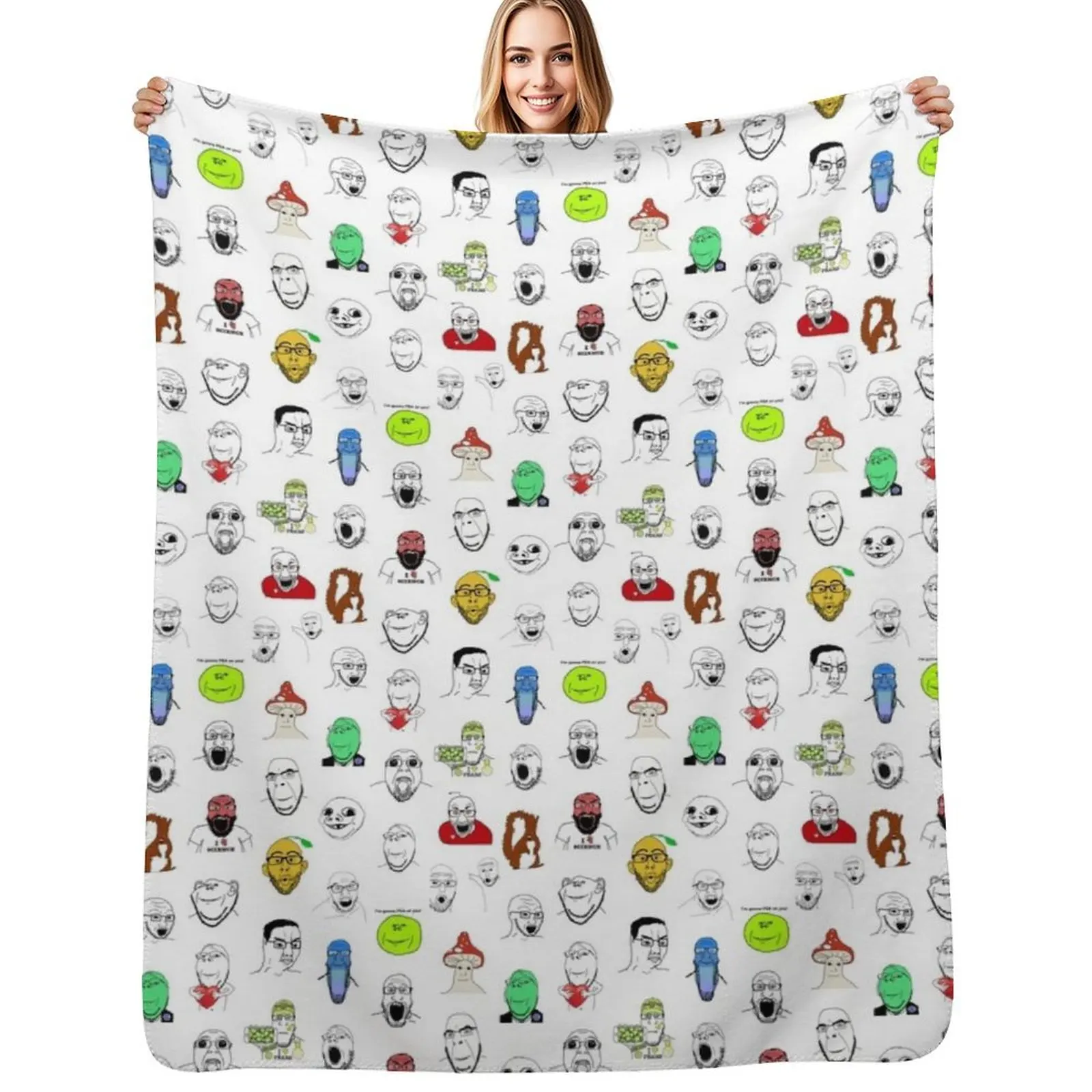

Soyjak Collage Throw Blanket Durable Warm Blanket for Daily Home Use