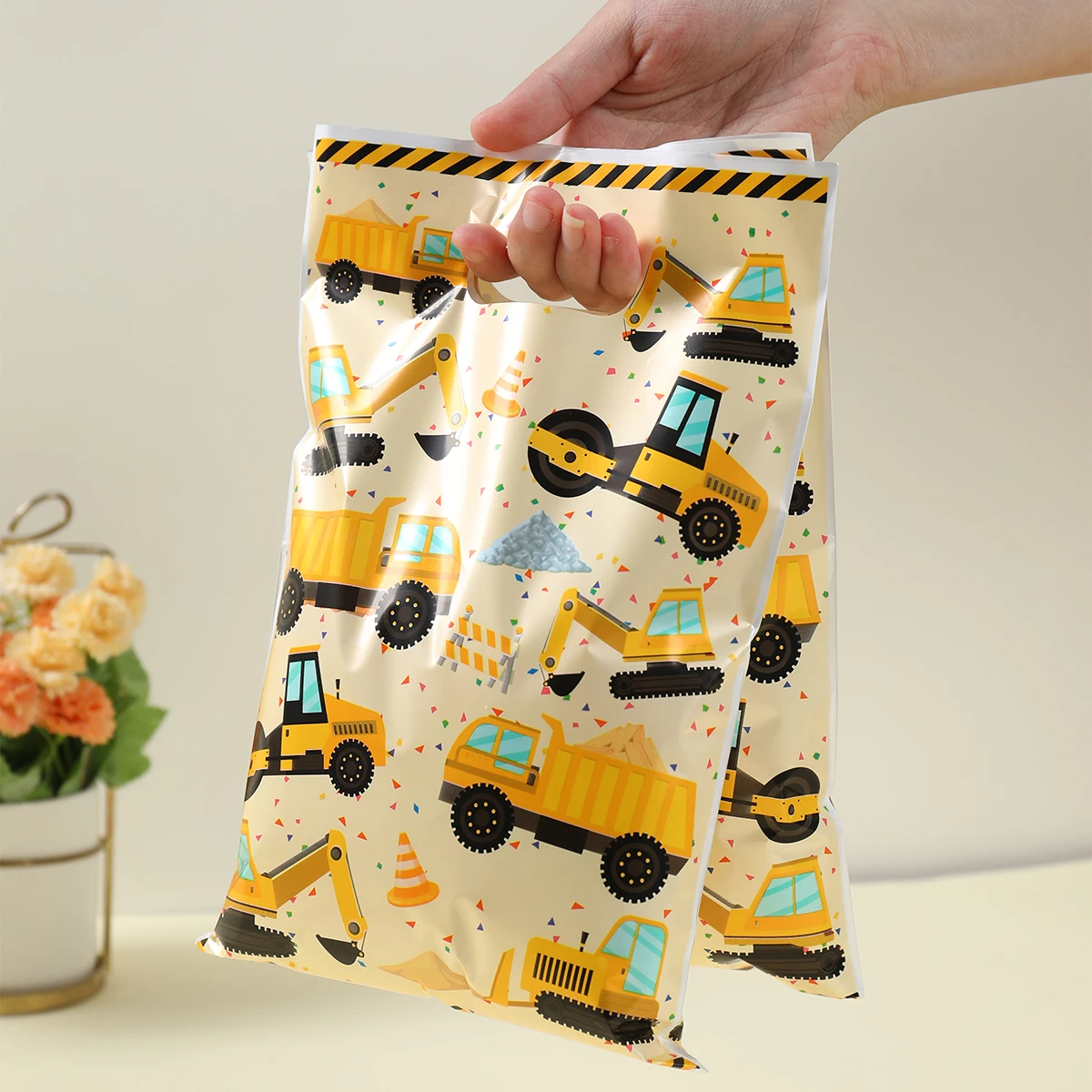 Construction Theme Hand Bags Boys Birthday Party Supplies Excavator Vehicle Birthday Gift Bags Construction Birthday Decoration