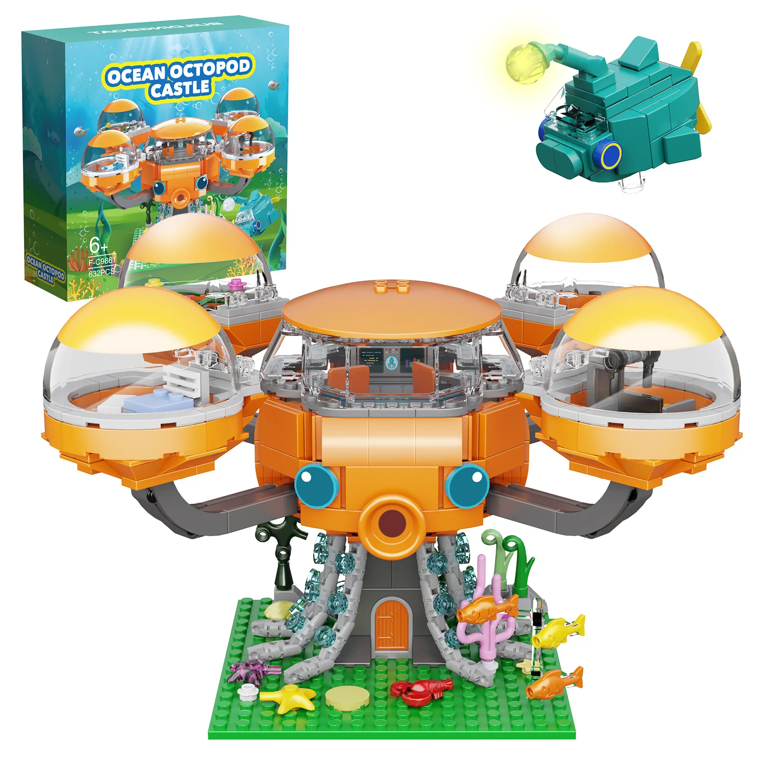 BuildMOC Sea World Octopus Fort ABP Model Building Block Toy