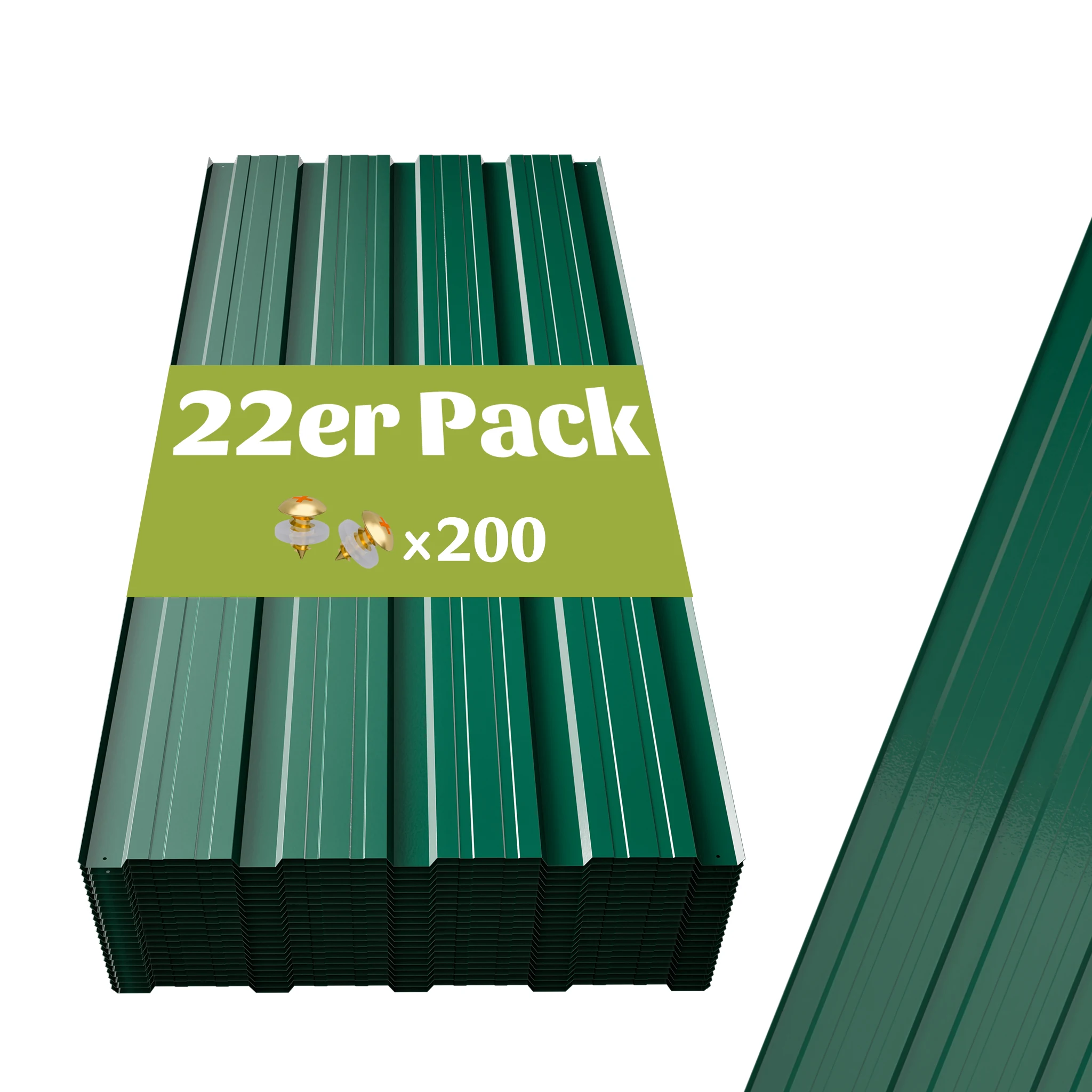 22 Stück Metall-Dachplatten, Wellblech-Dachplatten, Überdachung für Pavillon, Schuppen, Garagen, Ersatz für Terrasse, Garten im Freien