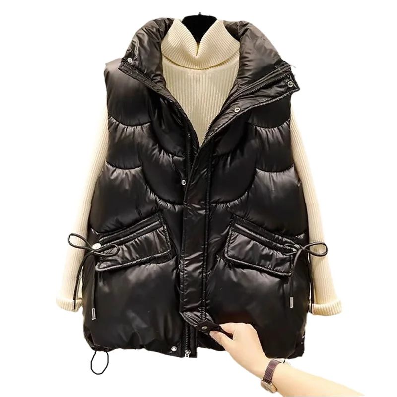 

plus Size Winter Warm Thiened Outerwear Vest Women's Loose Fit Faionable Cardigan Sle Casual Commute Sle Zipper Detail