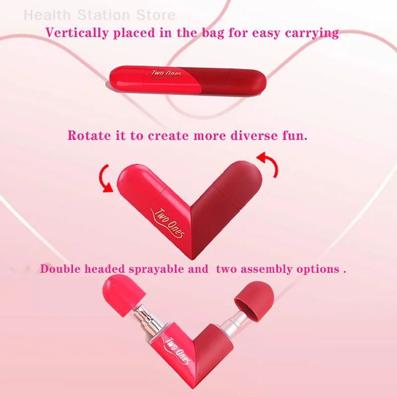 Przenośny 2w1 podróżny flakon na perfumy 5ml+5ml w kształcie serca, atomizer wielokrotnego napełniania, podwójna głowica, mini dozownik zapachów ABS