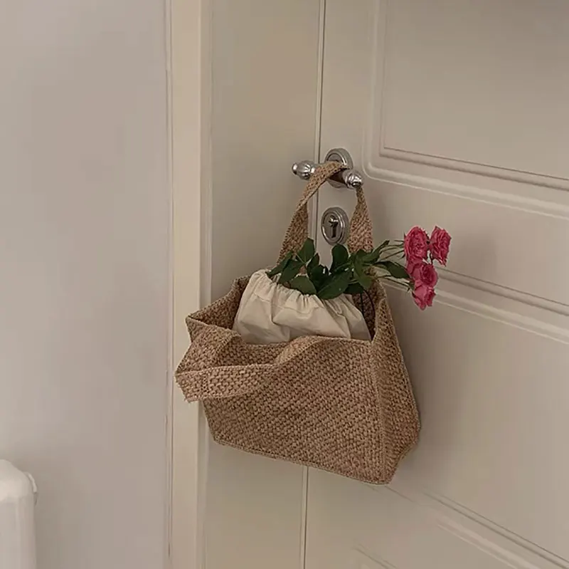 Summer Raffia Straw Women Vacation Woven Beach Shoulder Bag Capacity Simple Handbag Classic Simplicity Luxury Designer Tote Bag