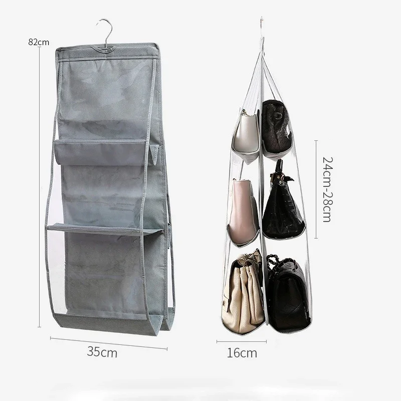 Handbag Hanging Organizer With 6/8 Pockets Multifunctional Foldable Oxford Cloth Handbag Storage Bag For Family Closet Bedroom