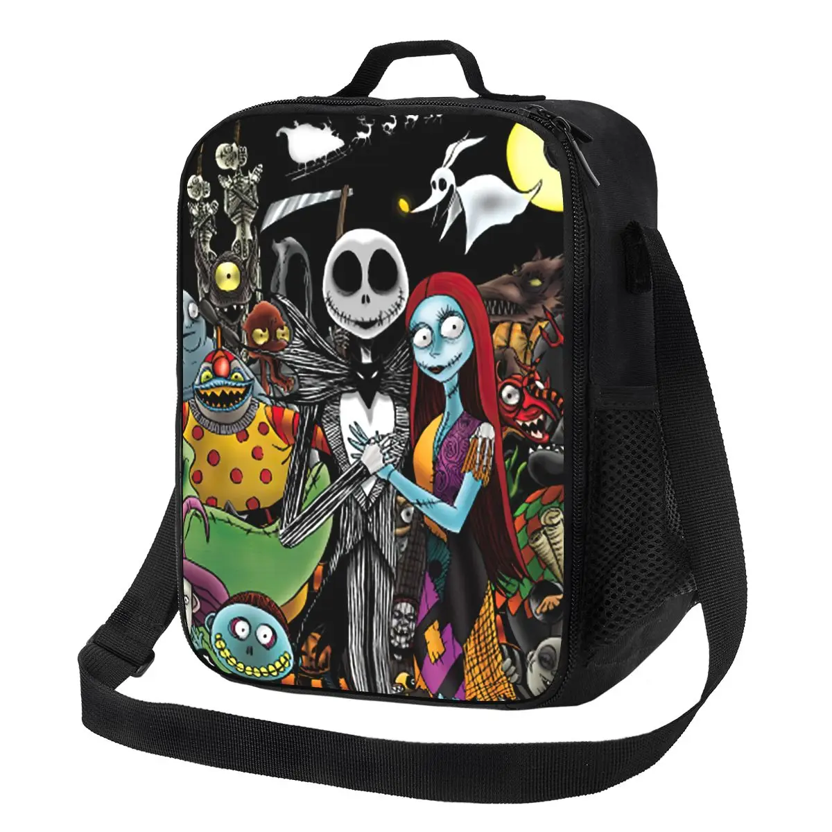 Custom Christmas Nightmare Jack Skellington Skull Lunch Box Women Thermal Cooler Food Insulated Lunch Bag School Student