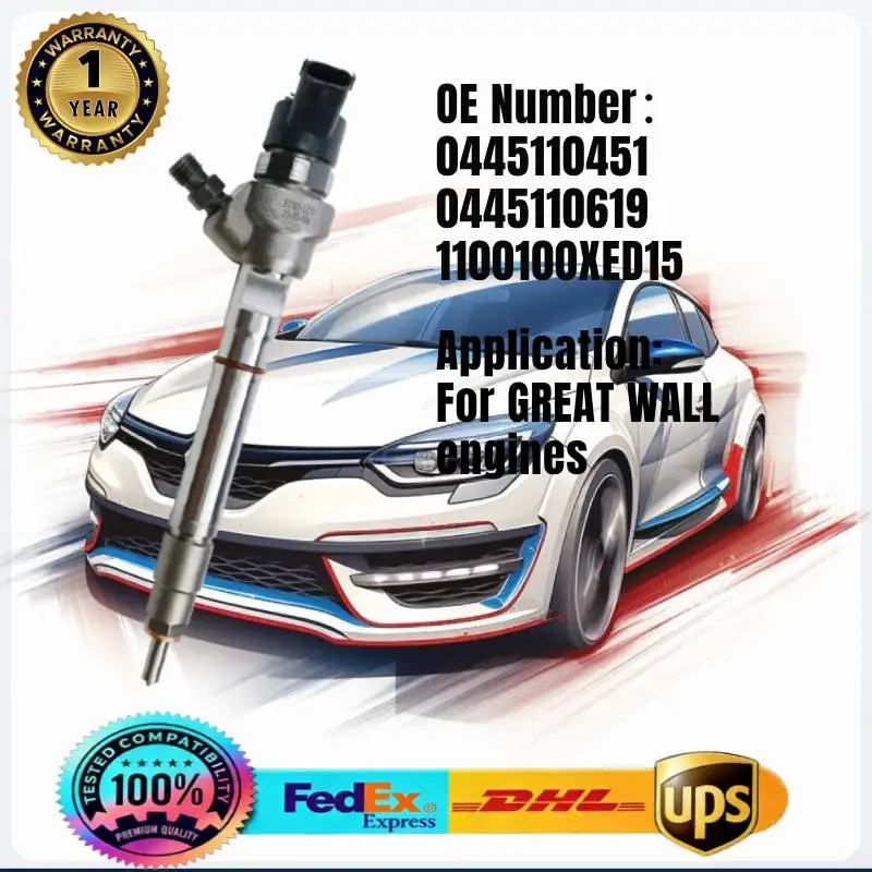 

0445110451 0445110619 1100100XED15 Common Rail Fuel Injector for GREAT WALL engines