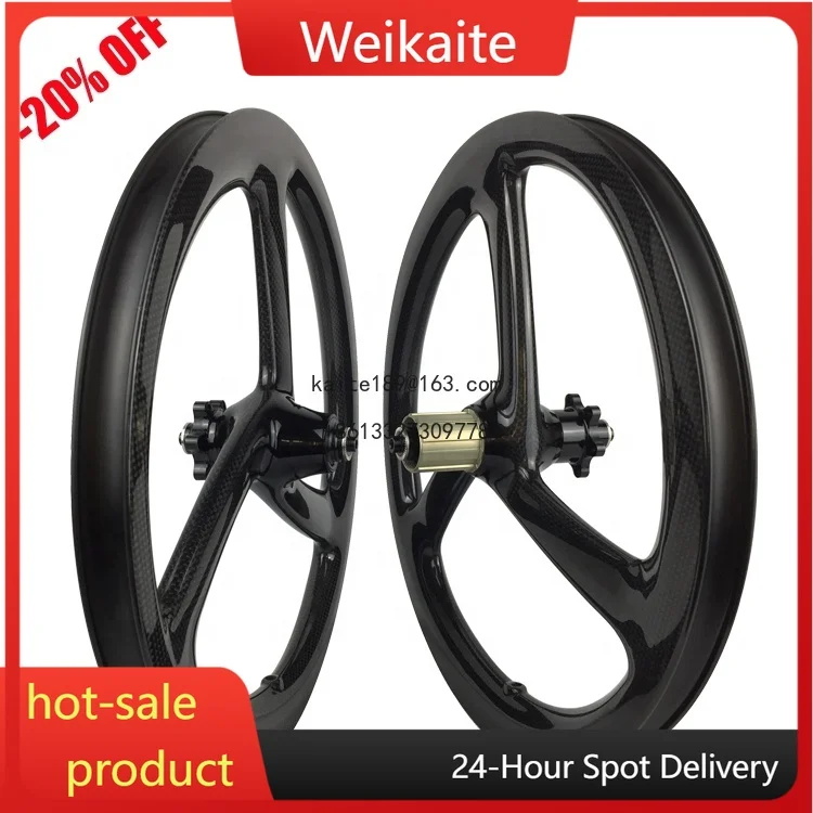 

16 "349 Складная велосипедная колесная пара с тремя спицами, клинчерный дисковый тормоз, карбоновая колесная пара 16 349 100/135 мм, карбоновые трехспицевые колеса 16 дюймов