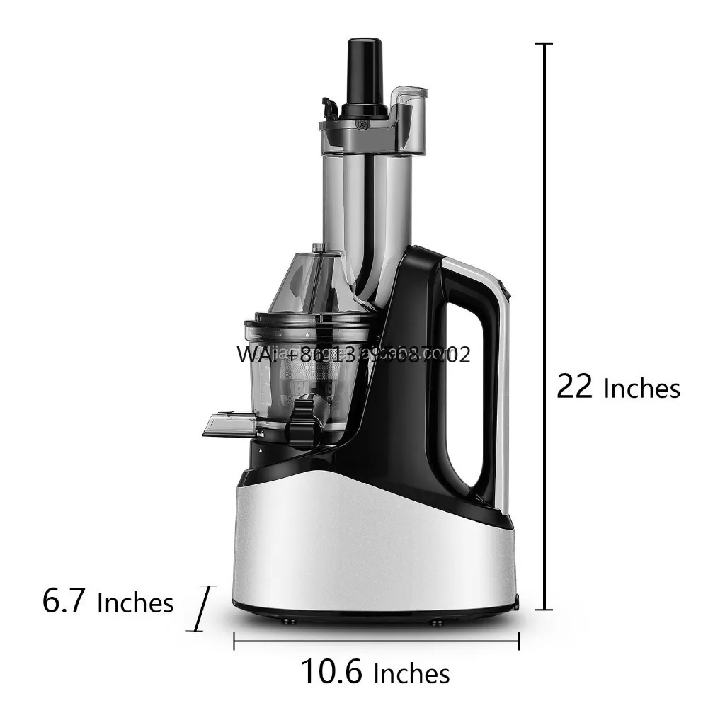 

Соковыжималка с медленным жеванием, 60 об/мин, 240 Вт, двигатель переменного тока, функция обратного хода, 76 мм, большой рот