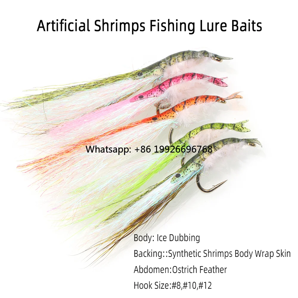 

Wholesale #8-#12 Artificial Shrimp Fly Sinking Scuds Fly for Sea Bass Salmon Redfish Trout Carp Saltwater Fishing Lures Baits m