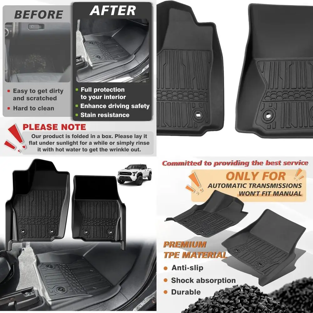 

для Tacoma 2024 2025л. | Коврики для пола ТОЛЬКО в первый ряд | Всепогодные вкладыши для двойной кабины и кабины доступа, совместимые с 2024+ Toyota T