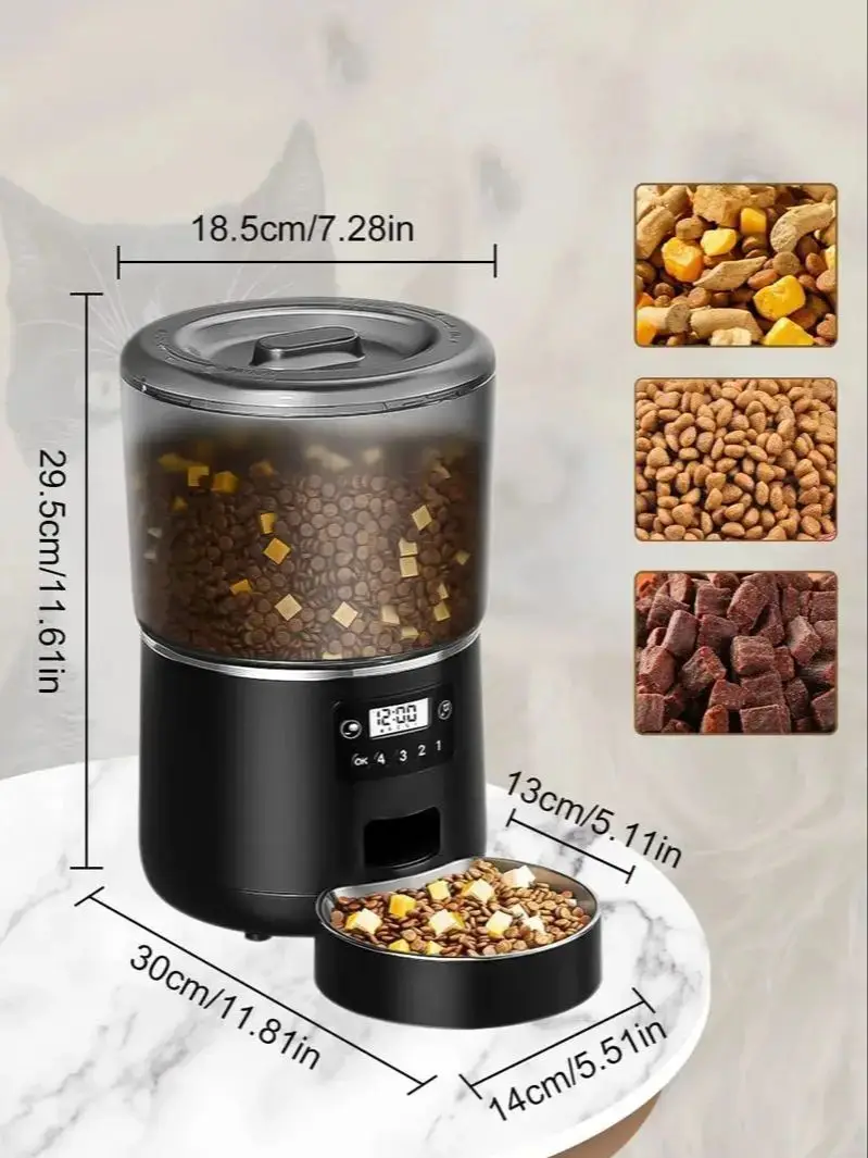Distributeur automatique de nourriture pour animaux de compagnie intelligent 4L, pour chats et chiens, avec contrôle de la durée et de la quantité,