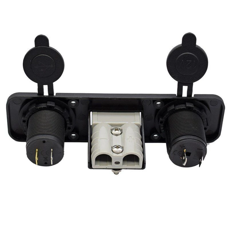 Flush Mount Anderson Plug Socket Double USB Charger Socket W/C-Igarette Lighter Panel For Caravan Camper Boat Truck