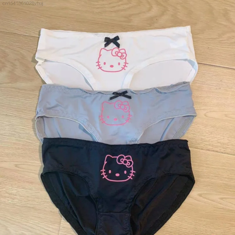 Sanrio Hello Kitty Sexy Cotton Underwear For Women Low Waist Cute Anime Breathable Underwear Y2k Girls Kawaii Japanese Lingerie