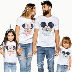 Disney Best Day Ever Print Funny Family Matching T-shirt Minnie Mickey Mouse Shirt White Father Mother and Kids Disney Tees Tops