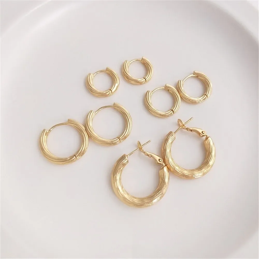 

14K Gold Plated Circular twist earrings handmade DIY fashion simple luxury earpiece material accessories