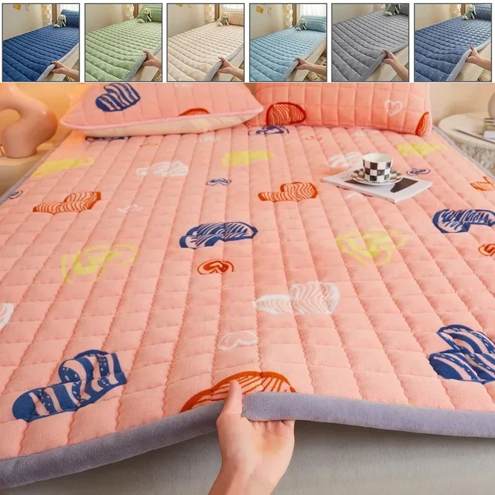 

Soft Milk Velvet Winter Warm Quen Mattress Flannel Soft Mattress Toppers Thickened Blankets Bedspread Mattress Protection Pad