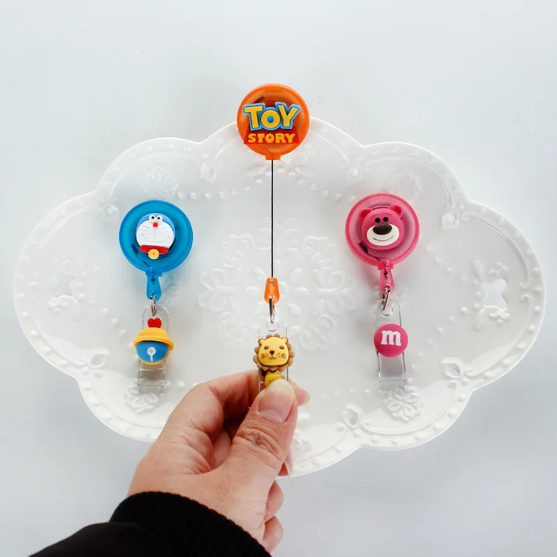 Cute Winnie the Pooh Lotso For ID Card Holder Scalable Toggle Clip Employee Card Doctor Nurse Chest Card Student Bus Card Holder